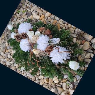 Dušičky - ikebana - čerstvá jedlička - 907