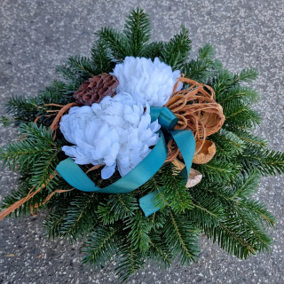 Dušičky - ikebana - čerstvá jedlička 904